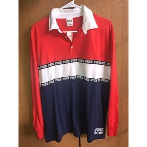 Pink Women's Long Sleeve Rugby Tee